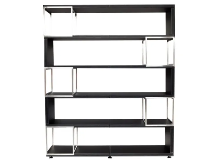 Jet-Line Aktenschrank/Regal Pavia in Schwarz Bezogen mit Kunstleder 220x180x40 cm