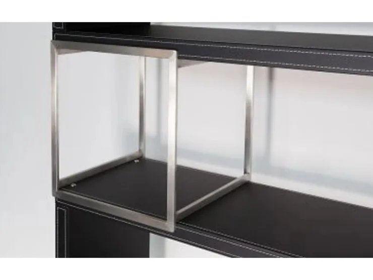 Jet-Line Aktenschrank/Regal Pavia in Schwarz Bezogen mit Kunstleder 220x180x40 cm