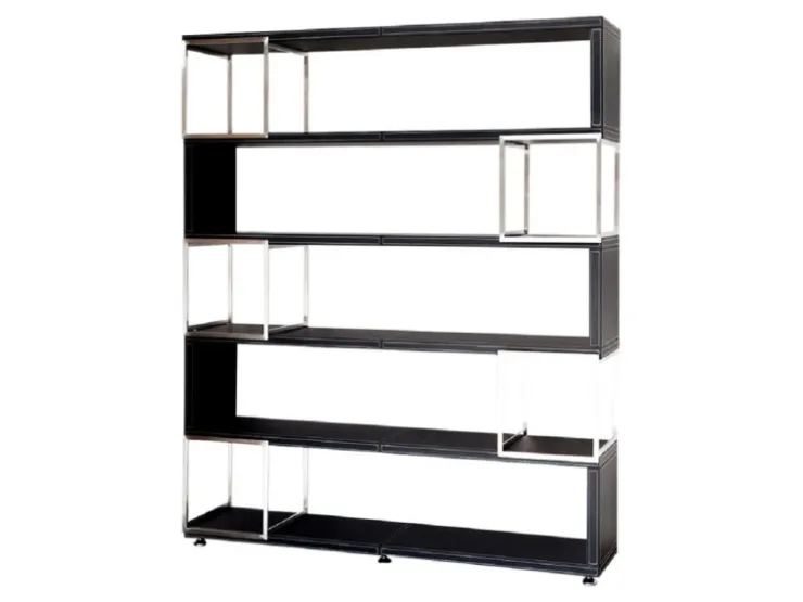 Jet-Line Aktenschrank/Regal Pavia in Schwarz Bezogen mit Kunstleder 220x180x40 cm