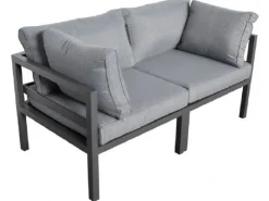 Jet-Line Garten Sofa Rhodos 2-Sitzer in Anthrazit-Grau mit Aluminiumrahmen