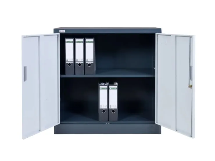 Jet-Line Stahlschrank Kiew in Anthrazit-Weiß 90 x 40 x 90 cm mit Abschließbaren Türen* Büroregale