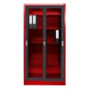 Jet-Line Stahlschrank St Petersburg in Anthrazit-Rot 90 x 40 x 185 cm Abschließbare Türen/Glasfront