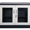 Jet-Line Stahlschrank Ufa in Anthrazit-Weiß 68 x 40 x 90 cm mit Abschließbaren Türen mit Glasfront* Büroregale