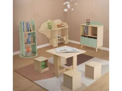 Joyz Kinderregal Bär 2 Ebenen Natur 110x 32x83 cm Holz Regal mit Offenen Regalen* Holzregale