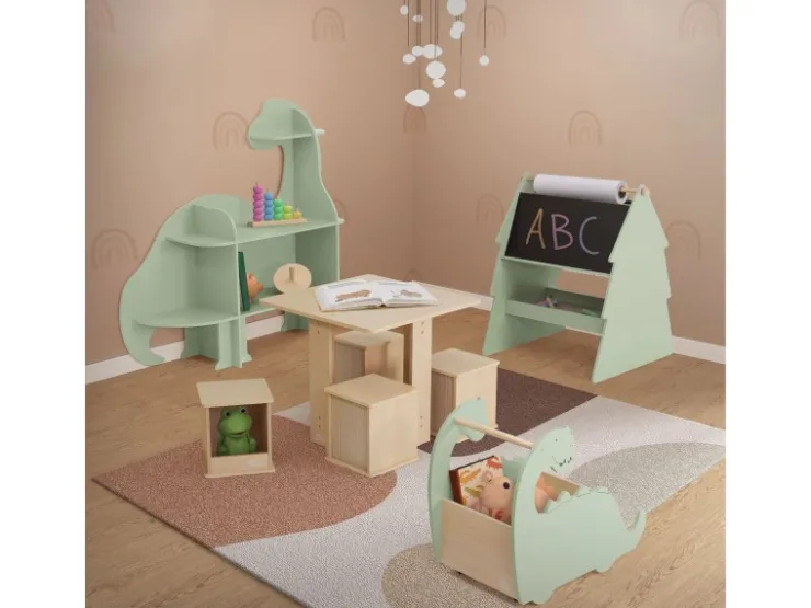 Joyz Kindersitzgruppe 5 Teilig 1 Tisch und 4 Hockern Kindertischgruppe Holz* Hocker