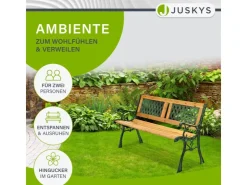 Juskys 2 Sitzer Gartenbank Sanremo aus Lackiertem Holz und Gusseisen