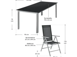 Juskys Aluminium Gartengarnitur Milano 9 Teilig mit Tisch und 8 Stühlen