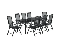 Juskys Aluminium Gartengarnitur Milano 9 Teilig mit Tisch und 8 Stühlen