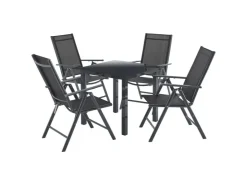 Juskys Aluminium Gartengarnitur Milano 5 Teilig mit Tisch und 4 Stühlen