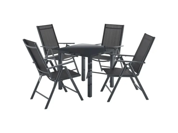 Juskys Aluminium Gartengarnitur Milano 5 Teilig mit Tisch und 4 Stühlen