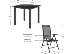 Juskys Aluminium Gartengarnitur Milano 5 Teilig mit Tisch und 4 Stühlen