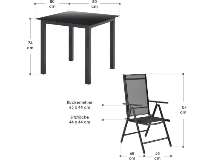 Juskys Aluminium Gartengarnitur Milano 5 Teilig mit Tisch und 4 Stühlen