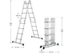 Juskys Aluminium Multifunktionsleiter 4,7m Tragfähigkeit bis 150 kg