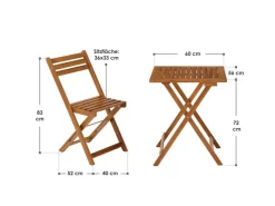 Juskys Balkonmöbel Set Bala mit Tisch und 2 Stühlen* Stühle