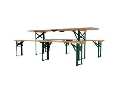 Juskys Bierzeltgarnitur Passau 3 teilig klappbar mit lackiertem Tannenholz 220 cm* Klarlacke