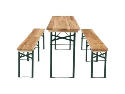 Juskys Bierzeltgarnitur Passau 3 teilig klappbar mit lackiertem Tannenholz 220 cm* Klarlacke