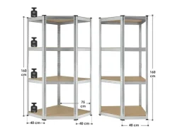 Juskys Eckregal Lagerregal Corner Easy 160 x 75 x 40 bis 75 cm