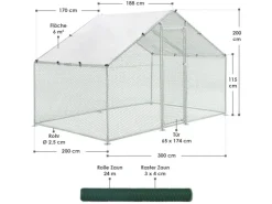 Juskys Freilaufgehege HLS25T 3x2x2m* Kleintierbedarf