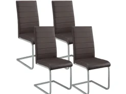Juskys Freischwinger Stuhl Vegas 4er Set aus Kunstleder* Stühle