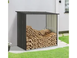 Juskys Holzunterstand Enno aus Stahl Grau* Holzregale