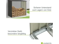 Juskys Holzunterstand Enno aus Stahl Grau* Holzregale