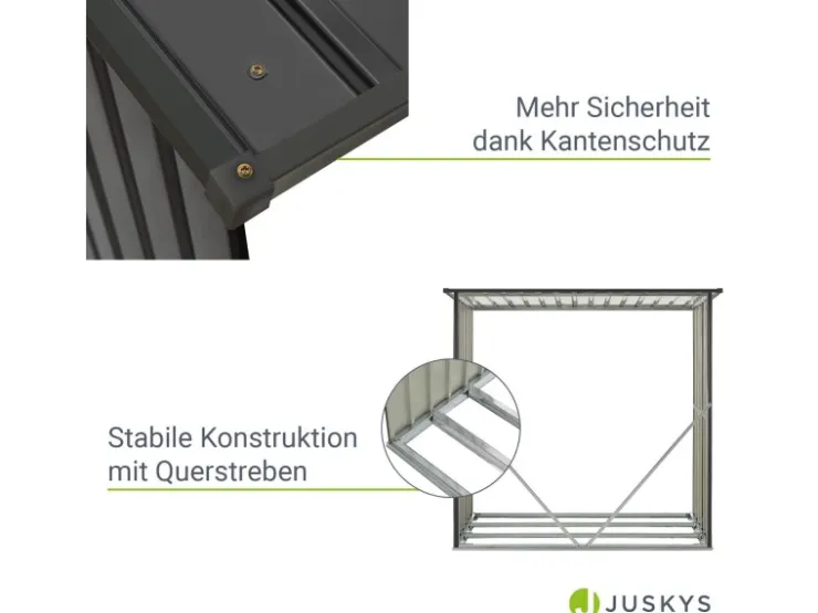 Juskys Holzunterstand Enno aus Stahl Grau* Holzregale