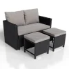 Juskys 2in1 Polyrattan Relax Gartenmöbel Set Jamaika Schwarz Grau* Sofas