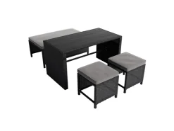 Juskys 2in1 Polyrattan Relax Gartenmöbel Set Jamaika Schwarz Grau* Sofas