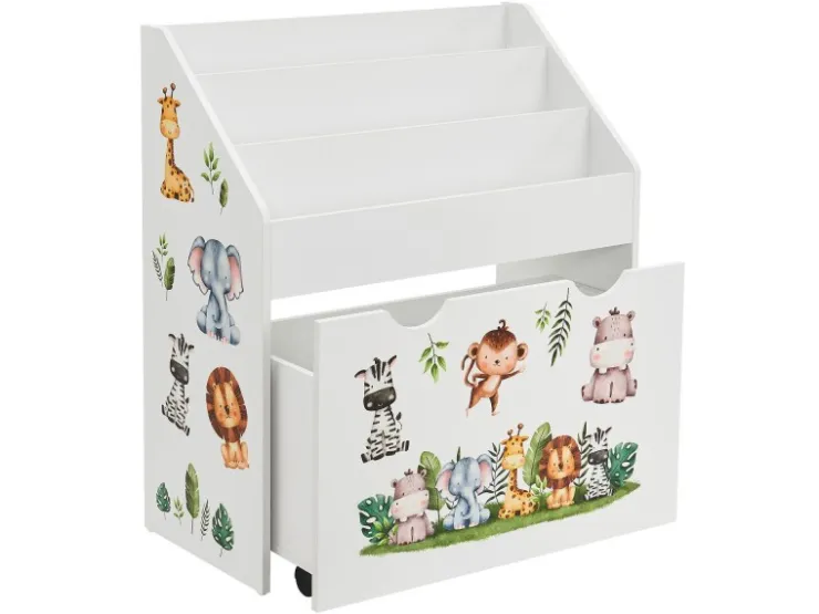 Juskys Kinder Bücherregal Mit 3 Fächern Und Herausziehbarer Spielzeugkiste