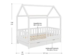 Juskys Kinderbett Marli 80 x 160 cm mit Bettkasten* Betten