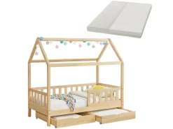Juskys Kinderbett Marli 80 x 160 cm mit Bettkasten und Matratze