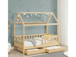 Juskys Kinderbett Marli 80 x 160 cm mit Bettkasten und Matratze