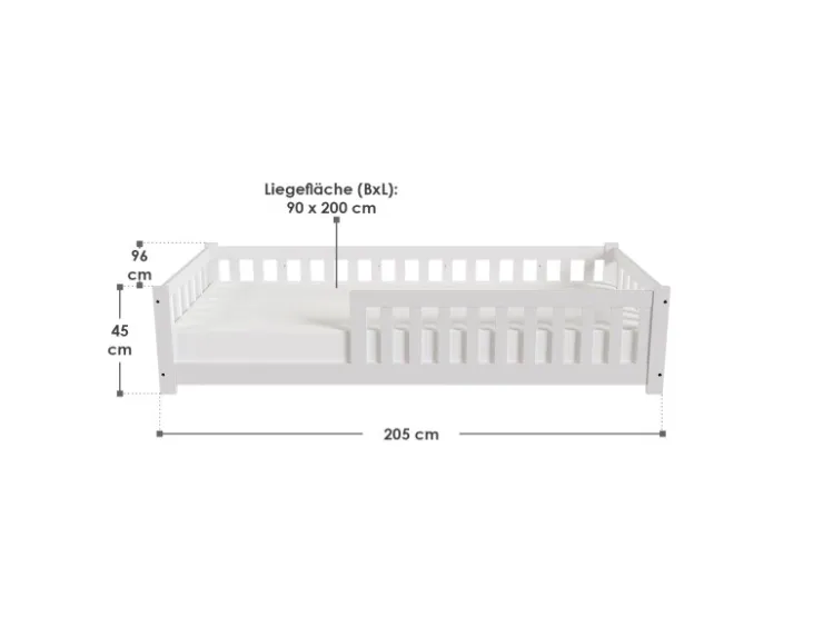 Juskys Kinderbett Naya 90 x 200 cm Weiß* Betten
