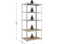 Juskys Lagerregal Basic 200 x 100 x 60 cm Verzinkt