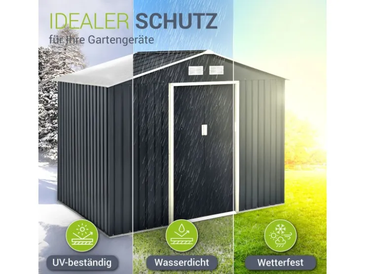 Juskys Metall Geräteschuppen Gerätehaus XL mit Satteldach in* Aufbewahrung