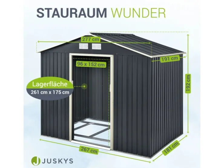 Juskys Metall Geräteschuppen Gerätehaus XL mit Satteldach in* Aufbewahrung