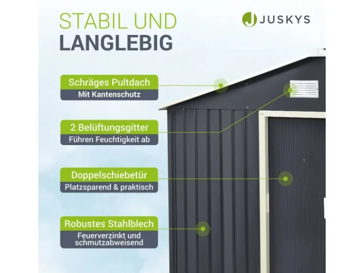 Juskys Metall Geräteschuppen Gerätehaus XL mit Satteldach in* Aufbewahrung
