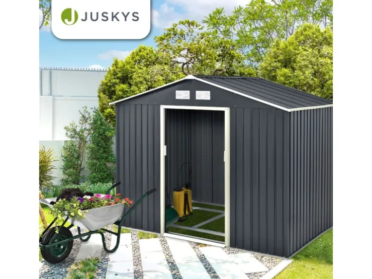 Juskys Metall Geräteschuppen Gerätehaus XL mit Satteldach in* Aufbewahrung