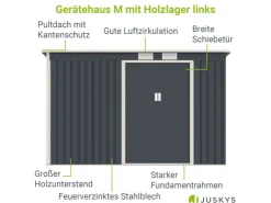 Juskys Metall Geräteschuppen M mit Unterstand Links