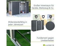 Juskys Metall Geräteschuppen M mit Unterstand Links