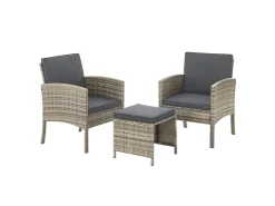 Juskys Polyrattan Gartenmöbel Sitzgruppe Turin Grau Meliert