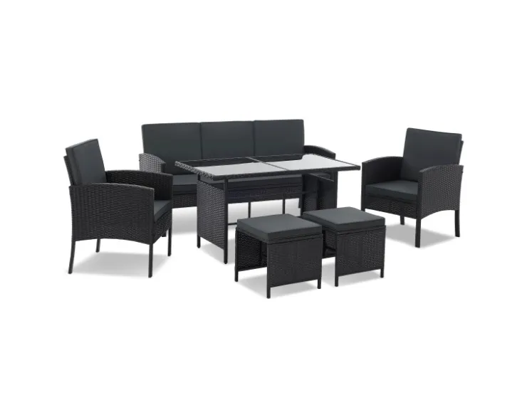 Juskys Polyrattan Gartenmöbel Sitzgruppe Turin* Hocker
