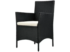 Juskys Polyrattan Gartenmöbel Balkon Set Bayamo in Schwarz mit Bezügen in Beige