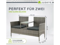 Juskys Polyrattan Gartenmöbel Sitzgruppe Monaco Grau Meliert und e Bezüge