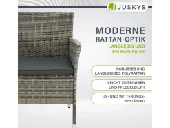 Juskys Polyrattan Gartenmöbel Sitzgruppe Monaco Grau Meliert und e Bezüge