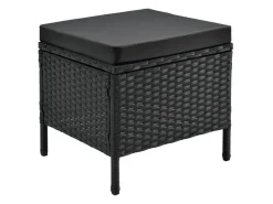 Juskys Polyrattan Gartenmöbel Lounge Manacor Schwarz mit Bezügen in Dunkelgrau* Hocker