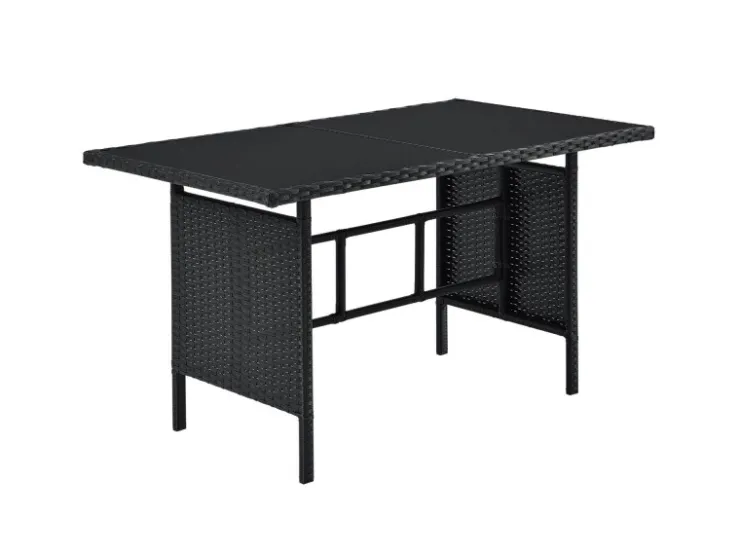 Juskys Polyrattan Gartenmöbel Lounge Manacor Schwarz mit Bezügen in Dunkelgrau* Hocker