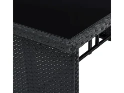 Juskys Polyrattan Gartenmöbel Lounge Manacor Schwarz mit Bezügen in Dunkelgrau* Hocker