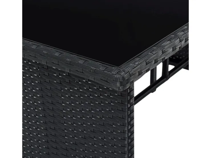 Juskys Polyrattan Gartenmöbel Lounge Manacor Schwarz mit Bezügen in Dunkelgrau* Hocker