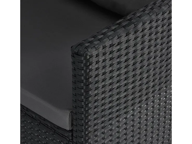 Juskys Polyrattan Gartenmöbel Lounge Manacor Schwarz mit Bezügen in Dunkelgrau* Hocker